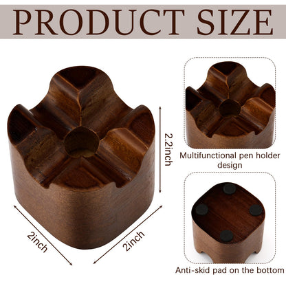 Sherr 2 Pcs Wood Fountain Pen Holder Wooden Pencil Holder Minimalist Pen Rest Desk Stand Pencil Organizer Tray for Home School Office Students Teachers Boss Gifts