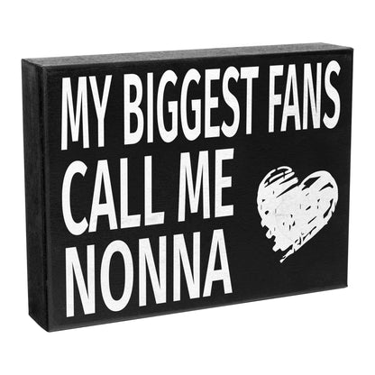 JennyGems Nonna Gifts, My Biggest Fans Call Me Nonna Wooden Sign, Wall Hanging and Shelf Decor, American Made