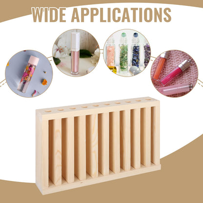 YEXEXINM 10 Slot Wooden Lipsticks Holder 0.7 Inch Lipstick Organizer for Selling, Lip Gloss Tube Display Rack Large Capacity for Craft Shows Market Booth Retail