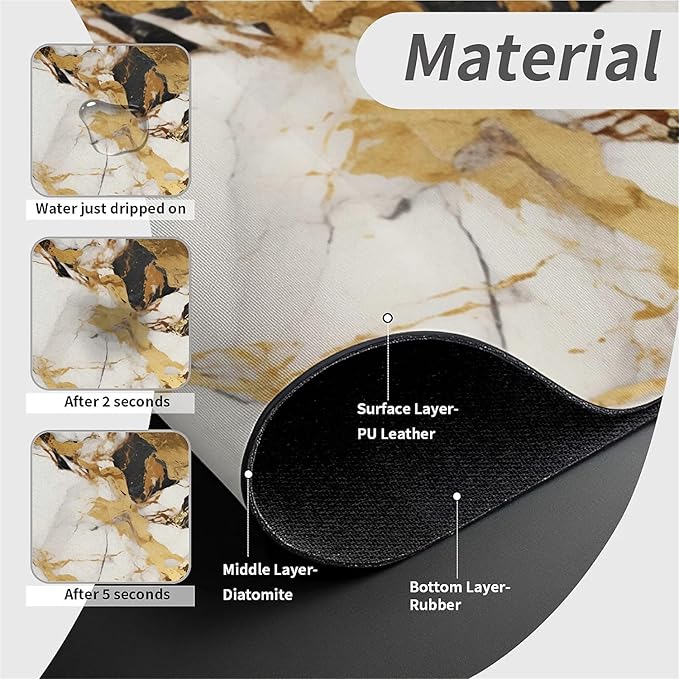 Kitchen Sink Splash Guard，Abstract marble gold Faucet Mat Sink Gadgets-Super