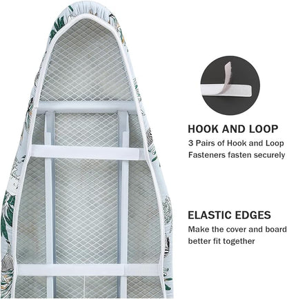 Ironing Board Cover and Pad Standard Size 15 x 54, 3 Pairs of Hook and Loop