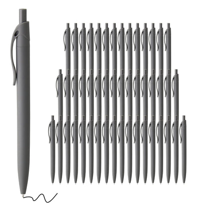 deegtran Pens Bulk, 50 Pack No Bleed Grey Barrel Black Ink Click Pens, Wholesale Retractable Ballpoint Pens, Pen Medium Point, Smooth black Ink Pen, 1.0MM