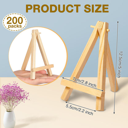 Mimorou 100 Pieces Mini Wood Easel Stands Small Wooden Canvas Easels Display Art Craft Tripod Painting Tabletop Holder for Artist Crafts, Business Cards, Photos, Gift(5 Inch)