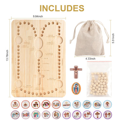 Wooden Rosary Board Catholic Gifts for Kids,Catholic Toys to Learn for Pray The Rosary,Christian Board Games Gifts,Catholic Baptism Christening Gifts for Girls,First Holy Communion Gifts for Boys