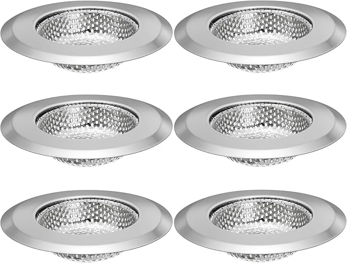 Kingrol 6-Piece Kitchen Sink Strainer Set, 4.5" Stainless Steel Sink Food