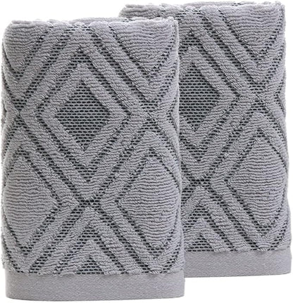 Pidada Hand Towels Set of 2 Diamond Pattern 100% Cotton Absorbent Soft