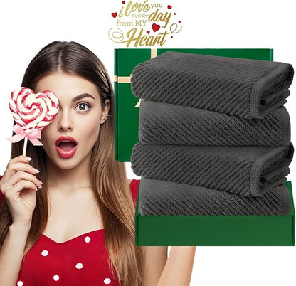 VOOVA & MOVAS Gray Hand Towels for Bathroom, Large 18" x 28"