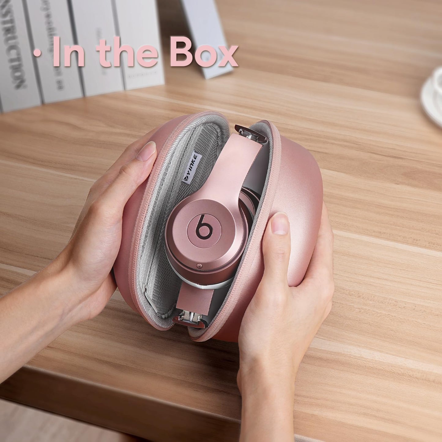 Case for Beats Solo3 /Solo 4 On-Ear Headphones, Portable Travel Hard Shell Storage Bag (Rose Gold)