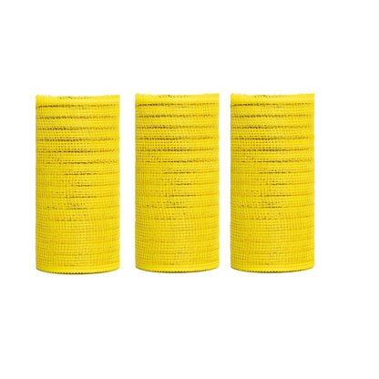JStnana 3 Rolls Yellow Deco Mesh Ribbon, 6 Inch x 30FT Per Roll Metallic Foil Burlap Deco Mesh Fabric for Spring Easter Christmas Tree Wreath Swags Bow Making DIY Craft