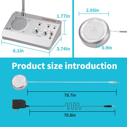 LiwCho Dual-Way Window Intercom System,High Power Speaker,Microphone Speaker for Teller Window, Two Way Interphone for Bank,Hospital,Business,Office.