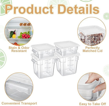 Barydat 4 Pcs Square Food Storage Containers
