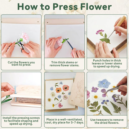 TTUGTTUG Flower Press Kit with Frames for Adults, 11" x 11" Large Wooden 10-Layer Press for DIY Floral Art, Wedding Flower Drying, Great Gift for DIY Flowers Lovers