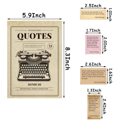 Bomichi Scrapbook Supplies - 24 Sheets 246 Pcs Word Quote Stickers, Junk Journal Supplies for Scrapbooking, Bullet Journal, DIY Craft Card Making