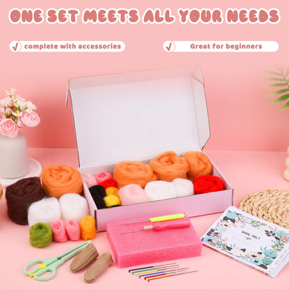 UOOU Needle Felting Kit, Wool Felting Kit with 6 Pcs Colorful Needle Felting Needles and Instructions, Wool Felting Supplies for Adults and Beginners