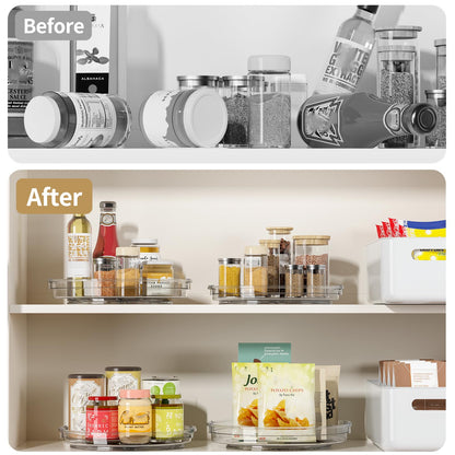 LAMU 3 Pack Lazy Susan Organizer Turntable for Cabinet, Rotating Condiment Organizer for Kitchen Pantry Organizers and Storage, Table Top, Fridge, Countertop, Spice Organization, 9.25'' 10.6'' 12''