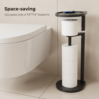 Wealone Toilet Paper Holder Stand, Free Standing Toilet Paper Roll Holder, Modern Bathroom Toilet Tissue Dispenser Organizer, Corner-Adaptive Design for Bathroom