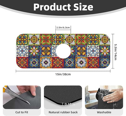 Talavera Mexican Tiles Mexico Kitchen Sink Splash Guard Faucet Mat Super