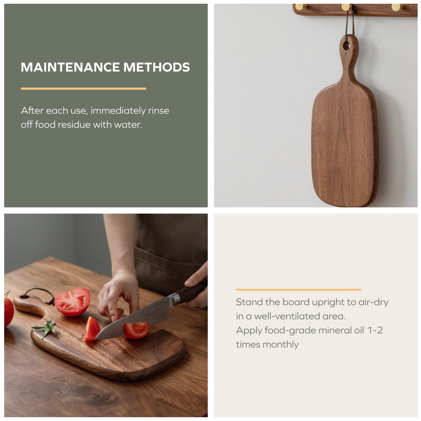 Muso Wood Small Cutting Board with Handle, Walnut Wooden Chopping Boards for Bread, Vegetables & Fruits, Dinner Cheese Board with Hole(15.2x7.3 Inches)