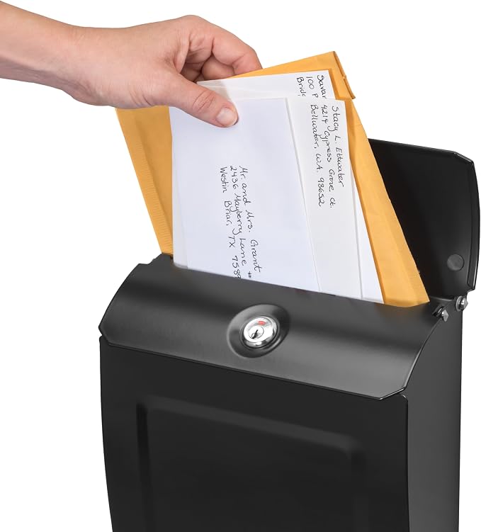 Architectural Mailboxes Aspen™ Locking, Vertical Wall-Mounted Mailbox for Outside, Modern Metal Galvanized Steel Small Mail Box with Lock and Key Drop Box, Black (Pack of 4)