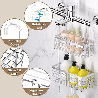 DELLAN Hanging Shower Organizer, 2-Tier Shower Rack