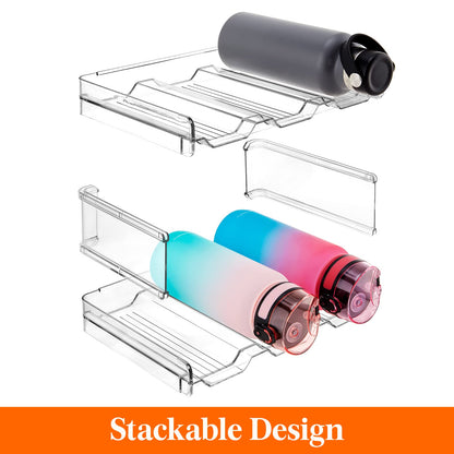 Lifewit Stackable Water Bottle Organizer for Cabinet, Plastic Bottle Holder Fits Bottles & Tumblers up to 3.8" Diameter, Pantry, Countertop & Fridge, Holds 6 Bottles