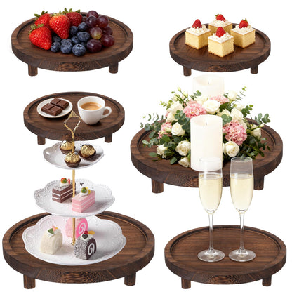 Zoketriton 6 Pcs Wooden Risers Display Stands Rustic Wood Cake Cupcake Stands for Party Round Food Risers Buffet Wooden Holder Rustic Riser for Buffet Display Home Wedding Party Decor