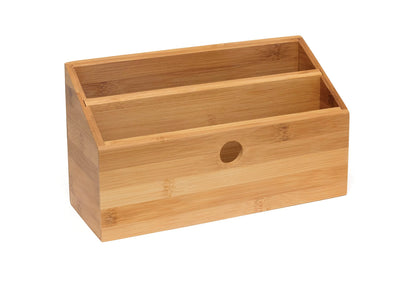 Lipper International 808 Bamboo Wood 2-Slot Office Supply Desk Organizer, 10 3/4" x 4 1/8" x 6"