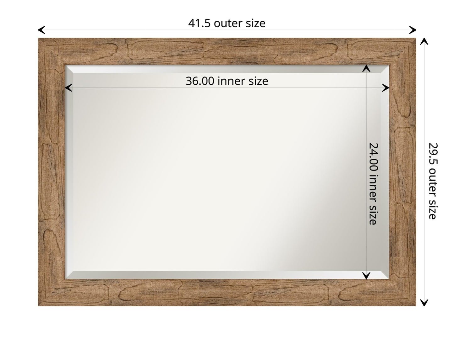 Amanti Art Brown Wall Mirror 30x42 Owl Brown Rectangle Bathroom Mirror for Wall Decor Living Room, Large Country Rustic Wood Frame, Hangs Horizonally and Vertically, Bathroom Decor, Beveled Edge