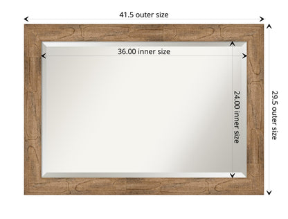 Amanti Art Brown Wall Mirror 30x42 Owl Brown Rectangle Bathroom Mirror for Wall Decor Living Room, Large Country Rustic Wood Frame, Hangs Horizonally and Vertically, Bathroom Decor, Beveled Edge