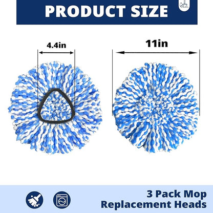 Spin Mop Replacement Head, 3 Pack Mop Replacement Head, Easy Cleaning,