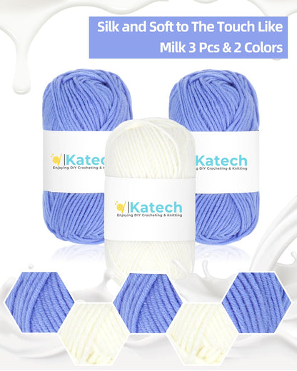 Katech Crochet Kit for Beginners, Striped Tote Bag Crochets Set Includes Yarn Crochet Hooks, Complete Crochets Step-by-Step Guide Needles Accessories Adults Crocheted Starter Kit Crocheter Gift