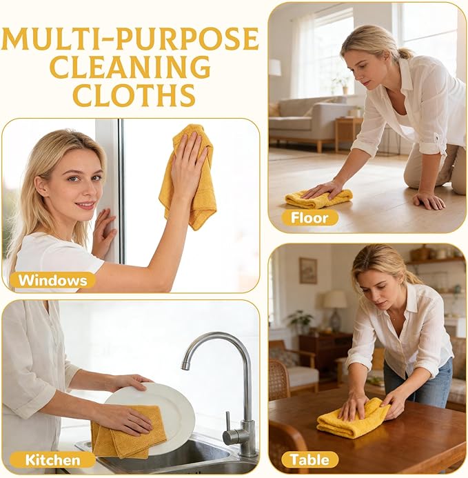 6 Pcs Extra Large Microfiber Cleaning Cloth Reusable Microfiber Towels Thick