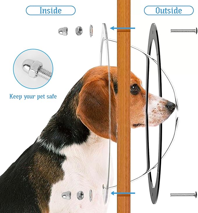 2 Pack Dog Fence Window, Clear Pet Bubble View Dome Door Peek Small Round Window for Doggie/Cat/Horse Outside Playground Garden Diameter 12.44 Inch Deep 4.92 Inch