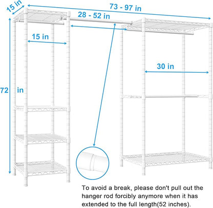 Ulif E10 Clothes Rack（With Stretchable Hanger Rod）Freestanding Clothing Racks