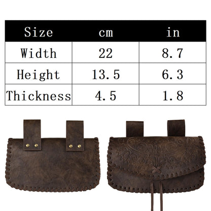 HiiFeuer Viking Craft Kits Belt Bag, Vintage DIY Kits Medieval Faux Leather Side Pack, Portable Belt Pouch for Ren Faire (Brown B)