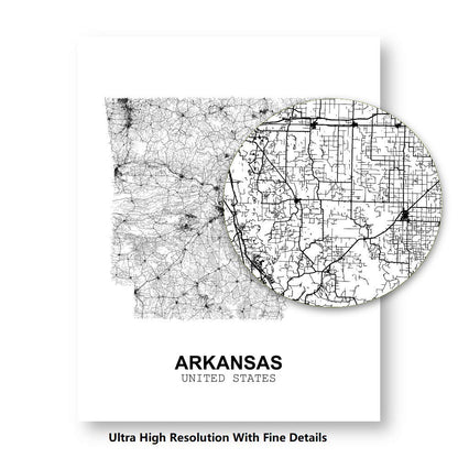 Eleville 11X14 Unframed Arkansas United States Country View Abstract Road Modern Map Art Print Poster Wall Office Home Decor Minimalist Line Art Hometown Housewarming wgn163