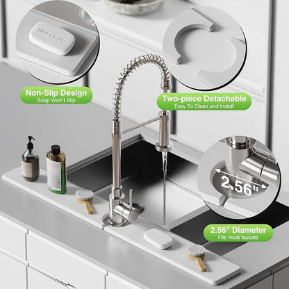 30" x 4" Stone Faucet Mat for Kitchen Sink, Quick Drying Diatomite Sink Tray