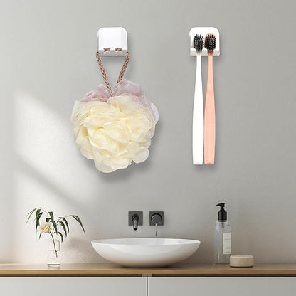 2-Piece Set of White self-Adhesive Wall-Mounted Waterproof Toothbrush Holders