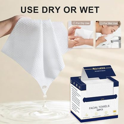 Face Towels, XL Facial Dry Towels 10x12 Inch, Biodegradable Disposable Face