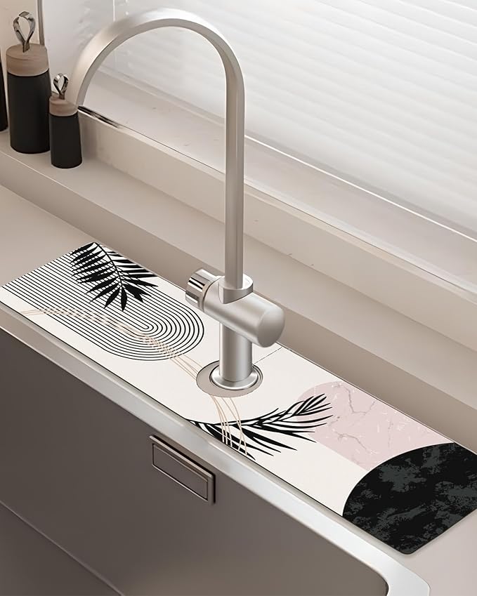 Patterned Sink Faucet Mat Kitchen Splash Guard Super Absorbent Drying Mat