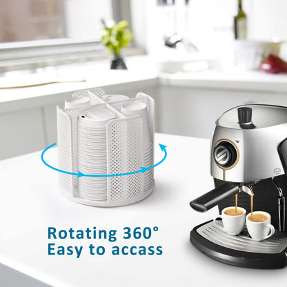 Honlibey Cup and Lid Organizer Cup Dispenser Coffee Cup Organizer Paper Cup Holder Rotating for Bathroom, Restaurant, Break Room, Coffee Station, Bar, Buffet, Kitchen Cabinet, Countertop,4 Compartment