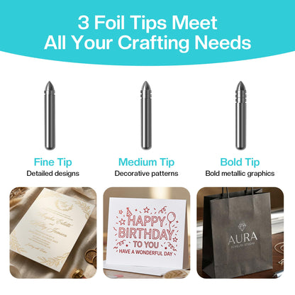 Likcut Foil Transfer Kit Compatible with Likcut S501 & S41 Vinyl Cutter, 3 Interchangeable Tips with Foil Transfer Sheets for Crafting DIY Card Scrapbooking Supplies