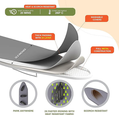 Xabitat Wall Mounted Ironing Board, 36.2" X 12.2" Compact Mount Fold Down Iron