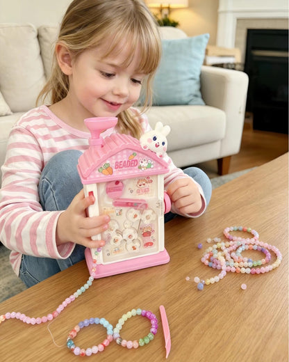 MAGTHIC 2-in-1 Beads Bracelet Maker Machine & Hand-Crank Bunny Toys, Charm Jewelry Bracelet Making Kit 430+ Quick Easy 5min with Organize, DIY Friendship Bracelets for Girls 6-12 Birthday Xmas Gift