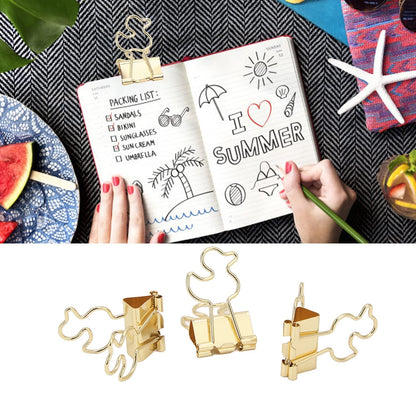 Mini Binder Clips, 20PCS Gold Binder Paper Clips Small Decorative Binder Clips Duck Shaped Binderclips with Storage Box for Planner, Office Desk Supplies