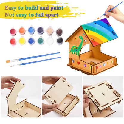 THWAS-LIGHT Wooden Arts and Crafts for Kids - 2 Pack Bird Feeder Wind Chime DIY Kids Crafts - Build and Paint Educational Fun Art Activities Gifts Outside Toys for Boys Girls Ages 3-5 8-12 6-8