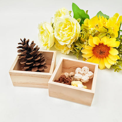 Anktily 4 Pack Unfinished Wooden Craft Storage Organiser Boxes, 3 x 3 x 1.6 inch Small Square Wood Box, Rustic Natural Wood Container Box for Home Venue Decor