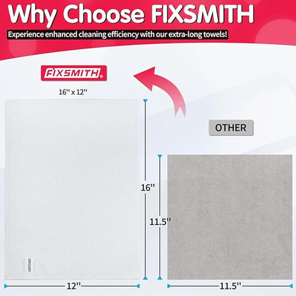 FIXSMITH White Microfiber Cleaning Cloth -Pack of 24, Highly Absorbent Cleaning