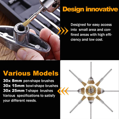 Rocaris 90 Pcs Wire Brushes Set, Brass Wire Wheels Pen Brushes Set Kit Accessories for Rotary Tool
