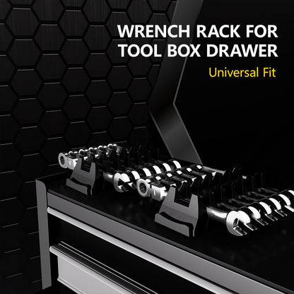 WAENLIR 48PCS Magnetic Modular Wrench Organizer Set-Tool Drawer Storage Rack with Metric&SAE Labels, Wrench Holder with Magnet, Perfect Tool Gift for Men, father, boyfriend, DIYers & Mechanics (Black)